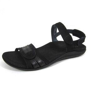 Abeo Brynn Womens 8.5M Neutral Black Leather Sandals Strappy Ankle Strap EUC